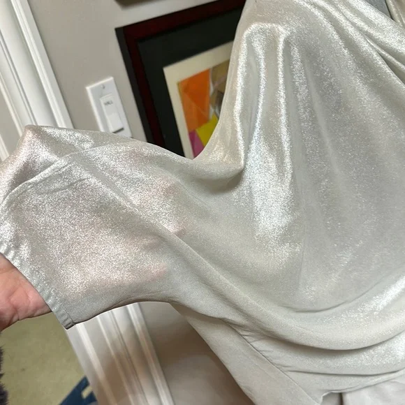 Ted Baker London Silver Draped 3/4 Sleeve Blouse - Picture 9 of 9
